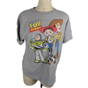 Disney Pixar Toy Story Unisex T Shirt Size M Grey Buzz Woody Jessie Short Sleeve
